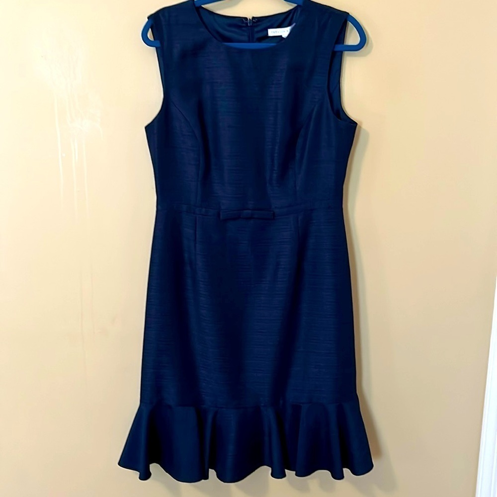 Preston & York Evening Bow Sleeveless Sheath Dress Sz 10 Navy